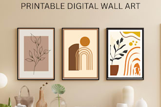 design high quality printable digital wall art for etsy store