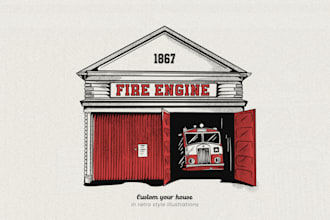 draw vintage illustrations of your house and buildings