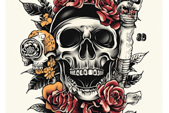 create awesome old school tattoo style design