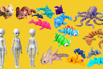 sculpt 3d articulated model, flexi model, 3d bjd, toys, stl for 3d printing
