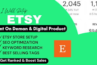 setup etsy print on demand store, print on demand shop, etsy pod and etsy SEO