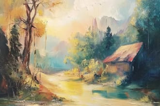 paint landscape in real oil painting