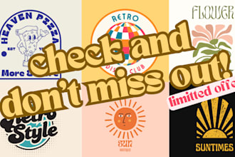 create outstanding retro vintage 3d 70s groovy, hippie, stripe logo