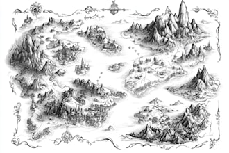 draw fantasy map illustration for dnd, novels and games