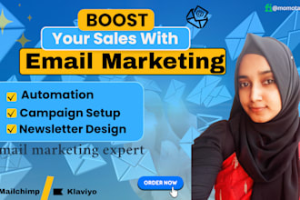create and manage klaviyo or mailchimp email marketing campaigns and automations