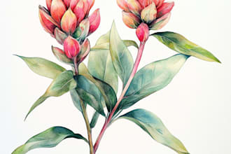 draw line art illustration botanical and flower beautifully