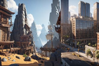 do 3d game environment design reskin 3d game asset urban city for video games