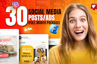design monthly social media posts, carousels and ads for instagram and facebook