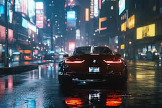 design illustration of futuristic cyberpunk night  city fantasy art