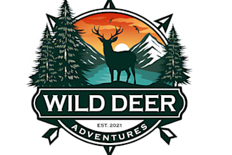 do unique outdoor hunting fishing and deer logo