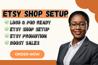 optimize your etsy shop with logo design,print on demand setup, seo and listings