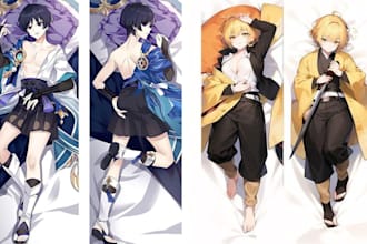 draw custom anime art dakimakura body pillow anime pfp fantasy fanart nsfw sfw