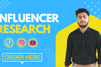 research and find instagram, tiktok, and youtube influencers for your niche
