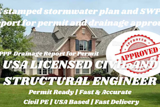 pe stamped stormwater plan and swppp report for permit and drainage approval