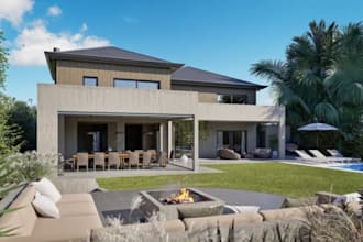 create exterior and interior designs, 3d renders, virtual staging, landscaping