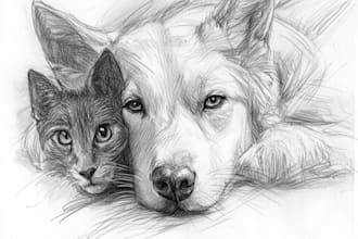 draw pet portrait sketch from photo dog  pencil drawing