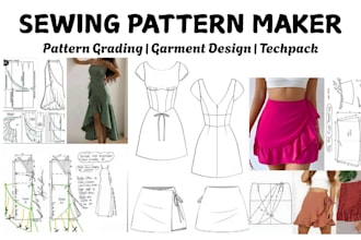 be a sewing pattern maker, do clothing pattern grading garment pattern techpack