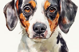 paint a watercolor portrait of your dog cat and other