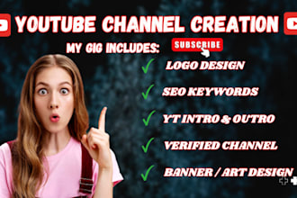 create youtube channel with logo, banner, watermark, and SEO