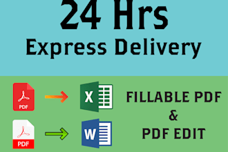 pdf, image, screenshot converted to word, excel within one day