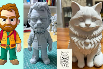 convert 2d to 3d custom 3d picture character model from 2d to 3d for printing