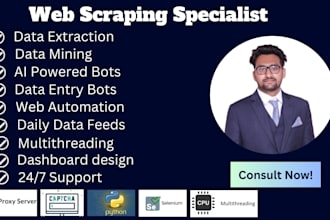 do web scraping, web automation bots, data extraction, and ai powered tools