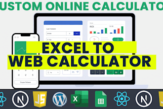 convert a custom excel calculator to web app or custom website calculator