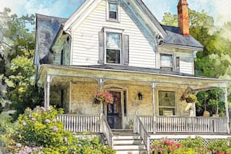 draw your house photo into watercolor sketch