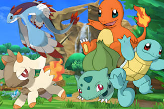 draw pokemon digimon fakemon fanart character, anime monster in cartoon style