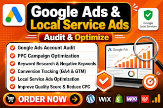 audit and optimize google adwords ads, PPC ads, and local services business