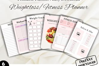 design custom wedding, meal, budget, fitness planners and habit trackers
