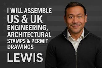 assemble US, UK engineering and architectural stamps, drawings, pe stamp, ca, fl