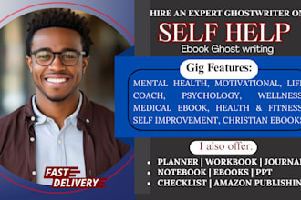write self help ebook writer, workbook mental health planner, life coach journal