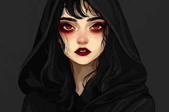 create fantasy and fantasy horror character illustration