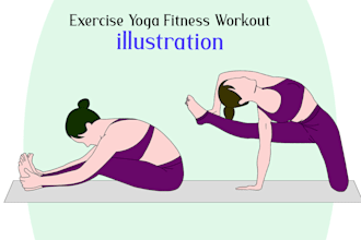 create exercise, yoga, fitness and workout illustration