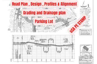 design civil site plans drainage, grading ,road profiles, road alignment