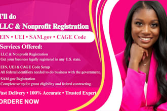 do llc registration, nonprofit, get ein, uei, cage code, sam gov registration