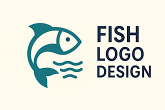 minimalist fish logo design for seafood pet brands