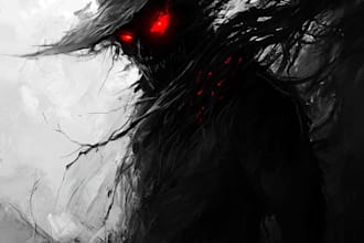 create a fantasy horror and fantasy horror character art
