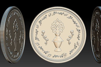 sculpt 3d coin model ,medallion, bas relief, 3d engraving, in zbrush for stl