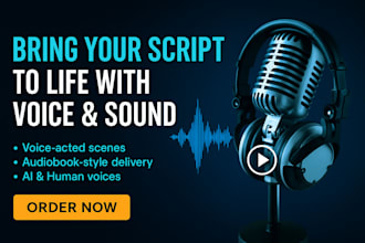 voiceover your movie script with background music and sound fx