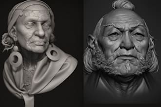 sculpt realistic 3d head, 3d miniature, bust model, for 3d printing
