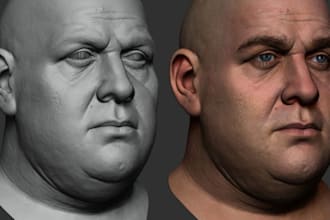 sculpt 3d realistic head, 3d bust, full body model, 3d statues for 3d printing