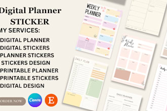 do custom digital stickers design for digital planner or etsy