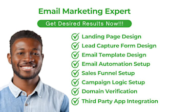 design keap landing page, email campaigns and automations