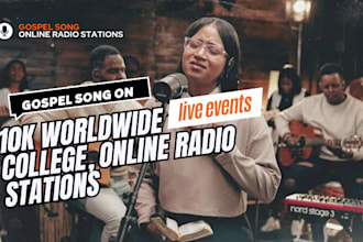 air your gospel song on 10k US, canada, australia christian college radio