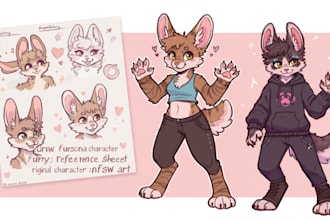 draw fursona character furry reference sheet furry oc furry character nsfw