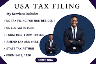 file and prepare us tax return, form 1040, 5472 1065 1120 1040x 1040nr