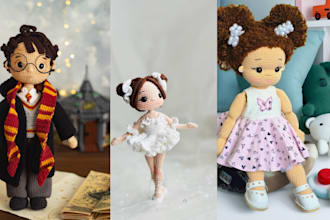 write a quality crochet pattern plush doll toys with picture PDF video amigurumi