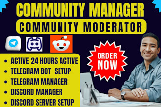 be your community manager telegram and discord moderator chatters bot setup etc